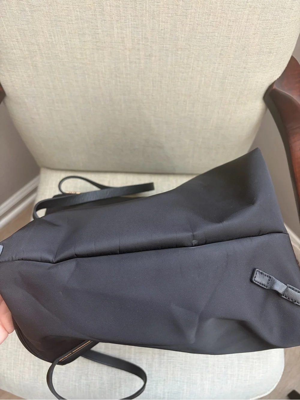 Caraa Black Nylon Studio Tote Bag with Gold Hardware